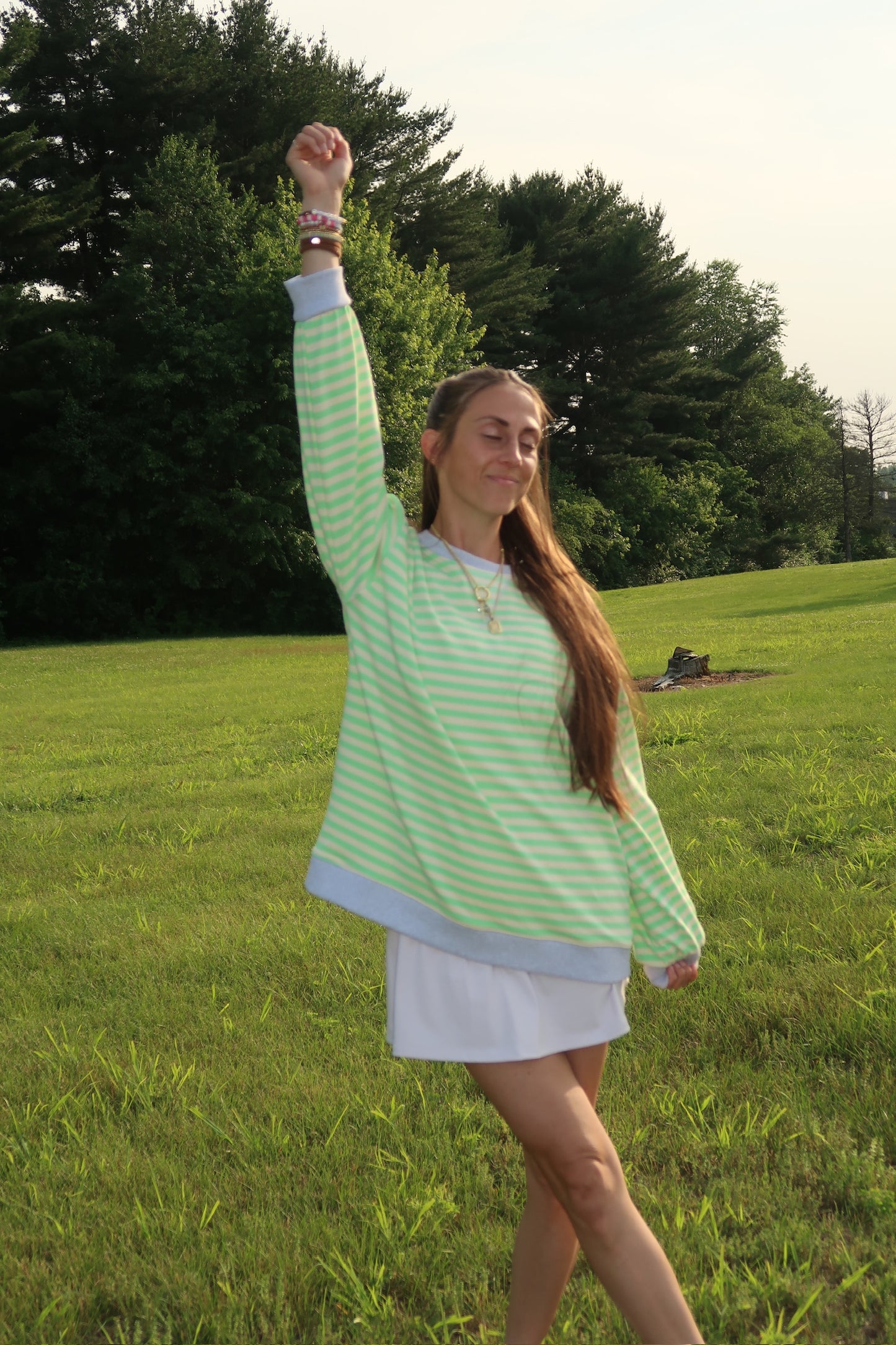 coastal stripes crewneck