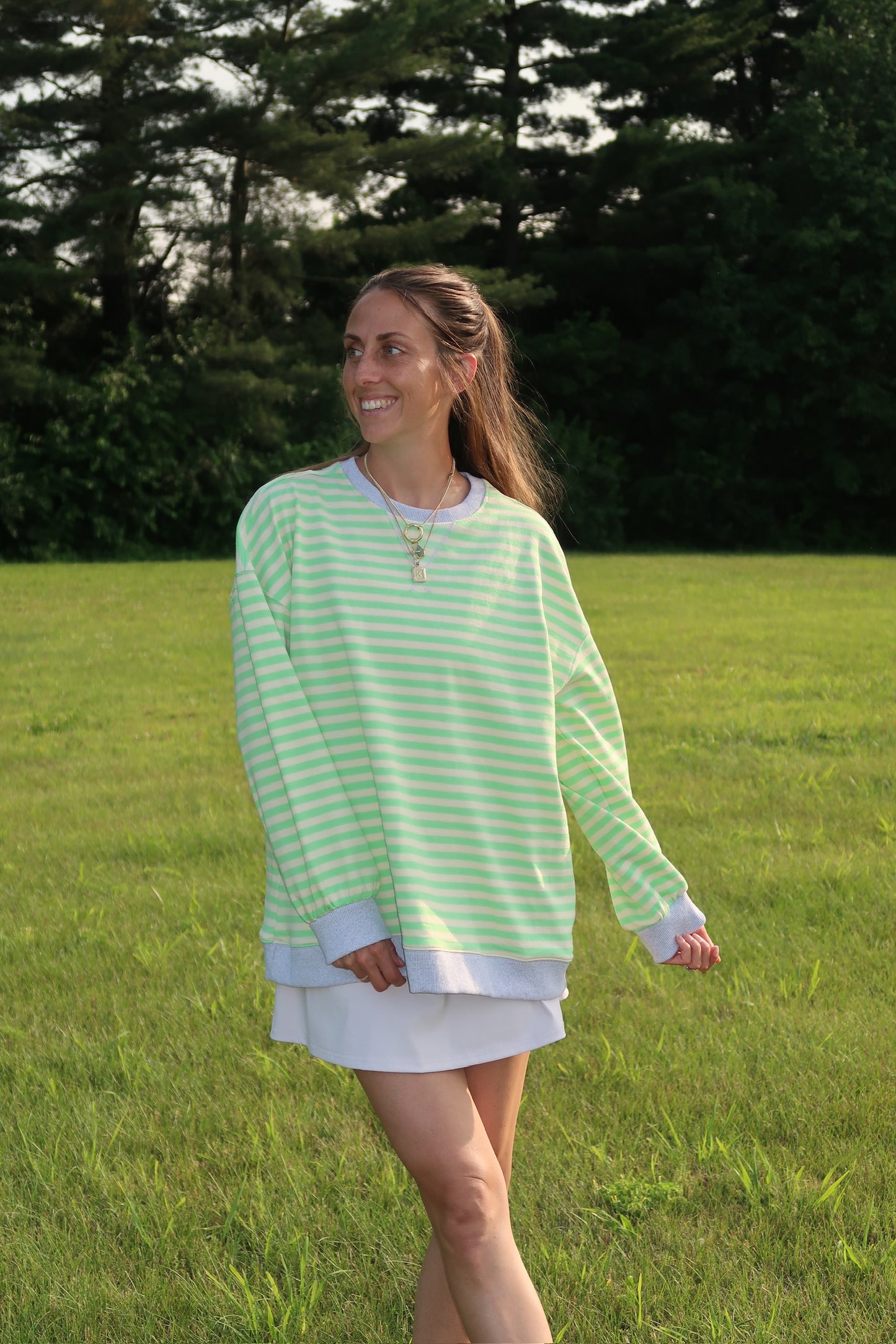 coastal stripes crewneck