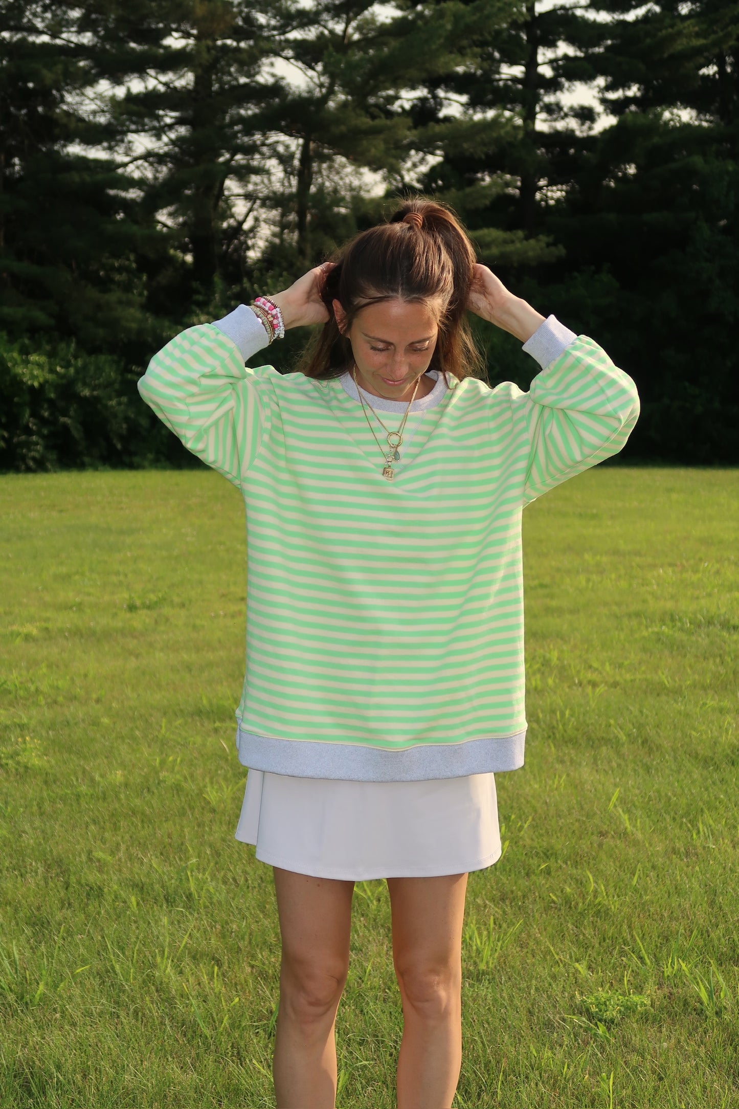 coastal stripes crewneck