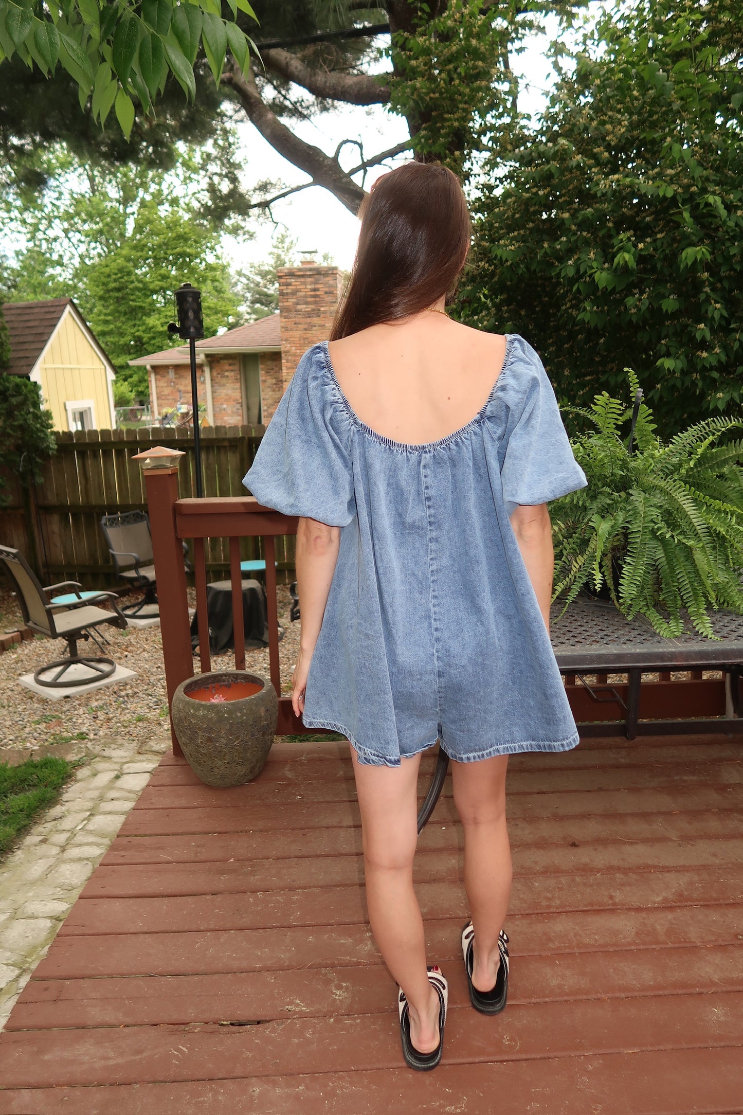 denim babydoll romper
