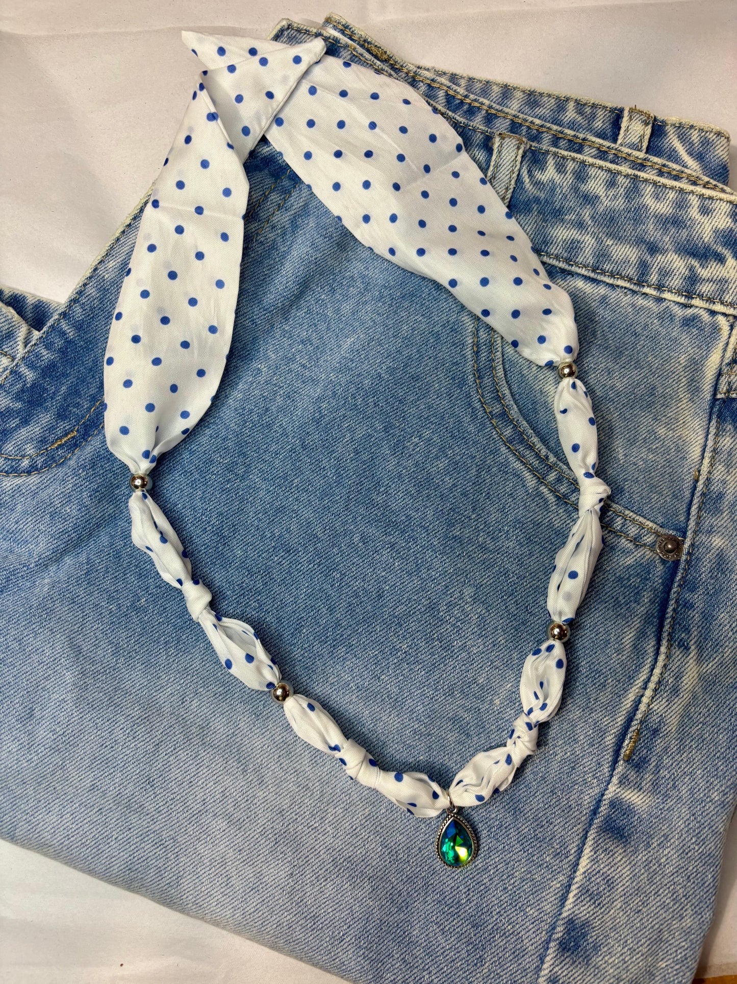 jewel white scarf necklace