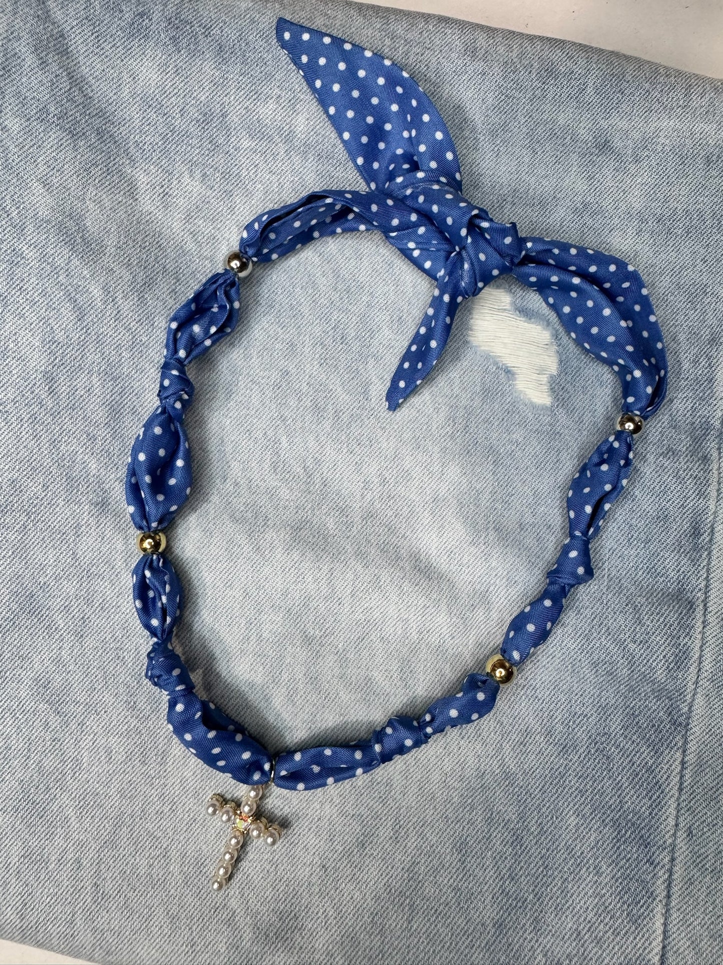 polka dot cross scarf necklace