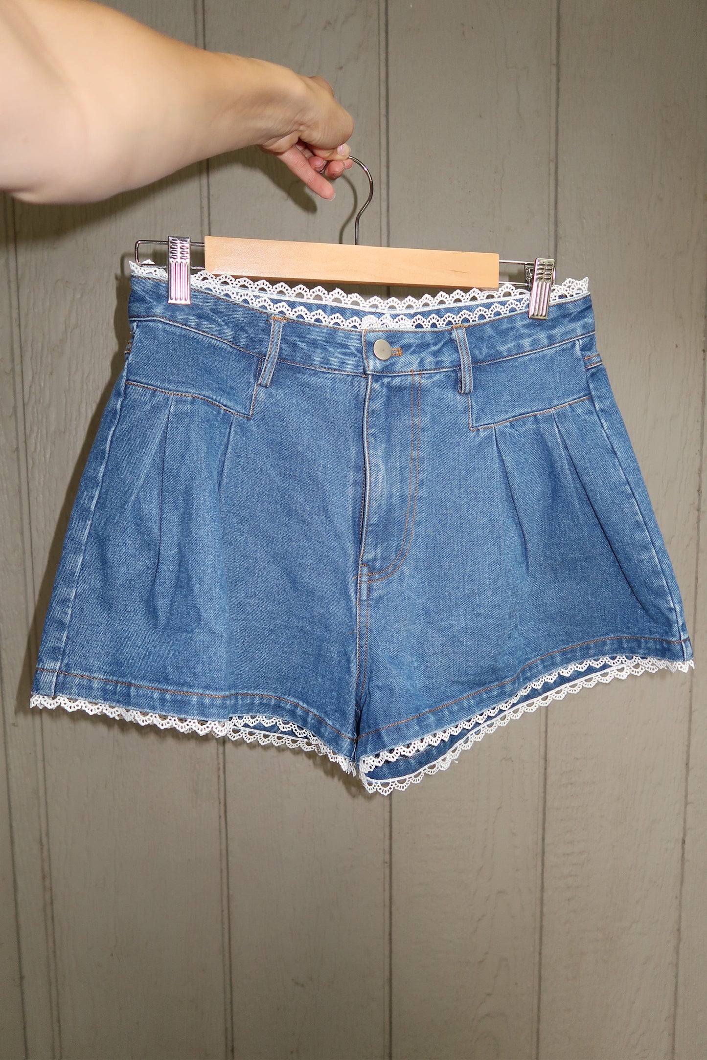 denim lace shorts