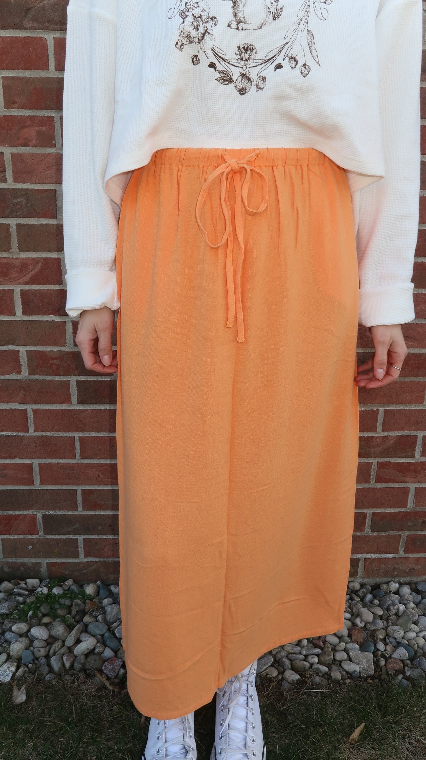 creamsicle midi skirt