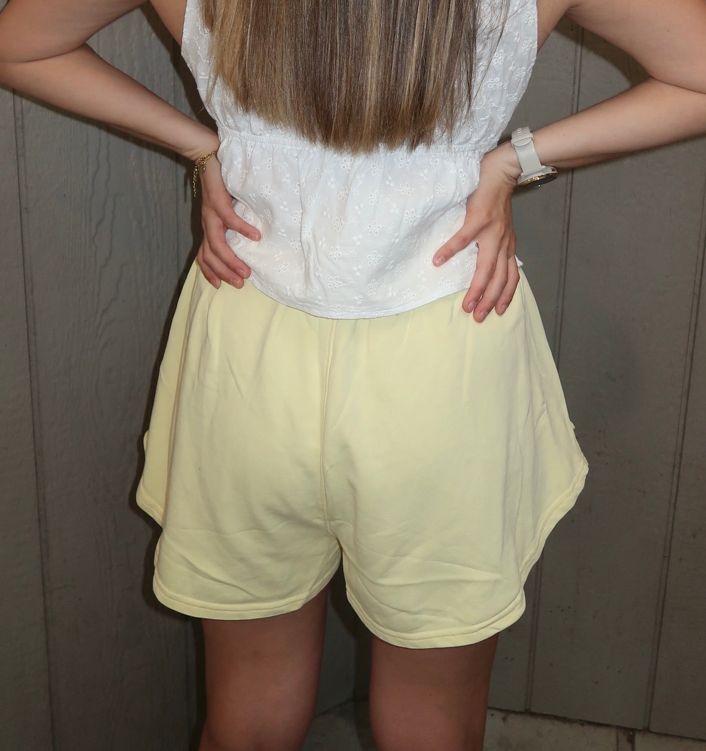 butter yellow pearl skort