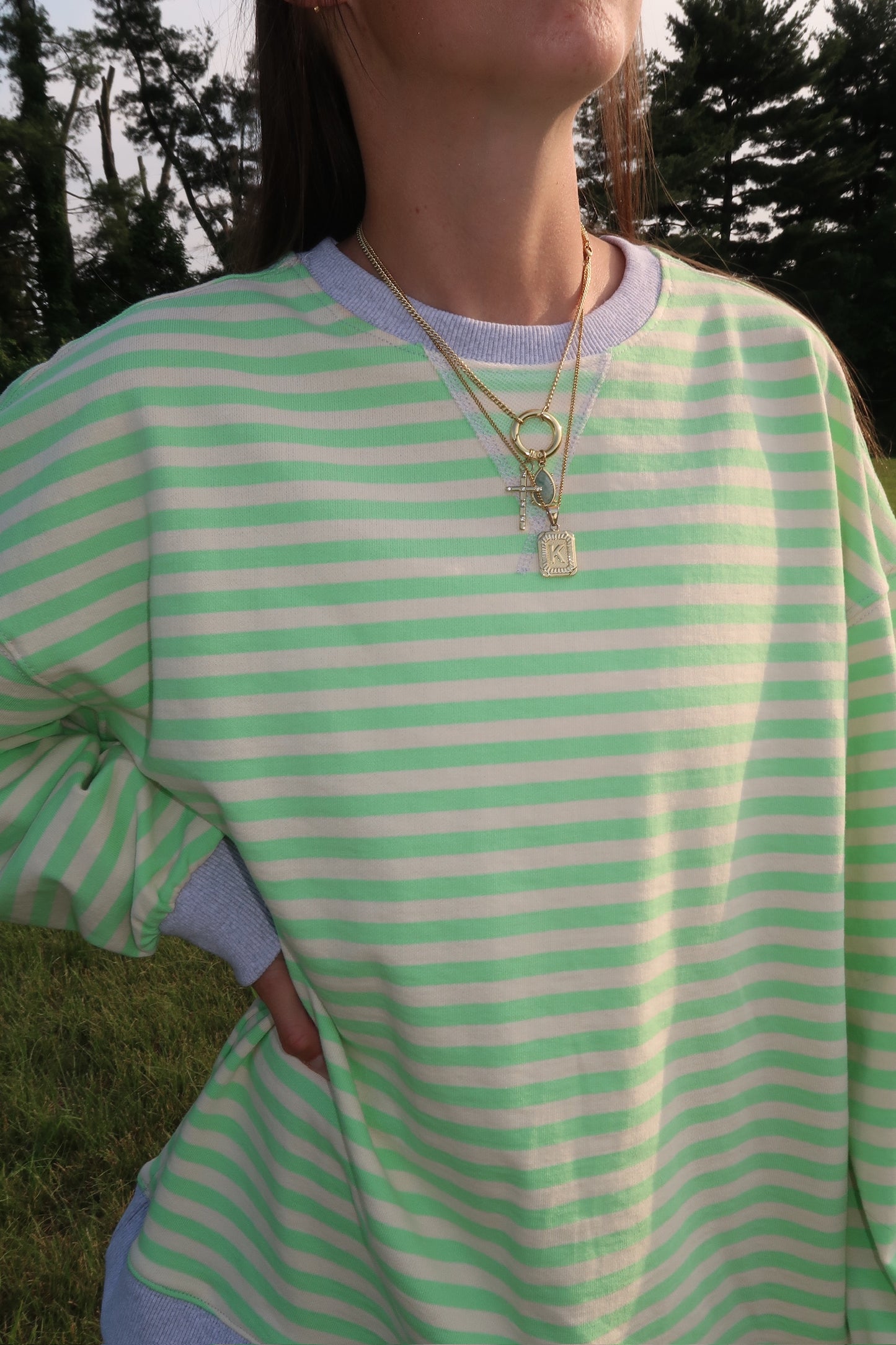 coastal stripes crewneck