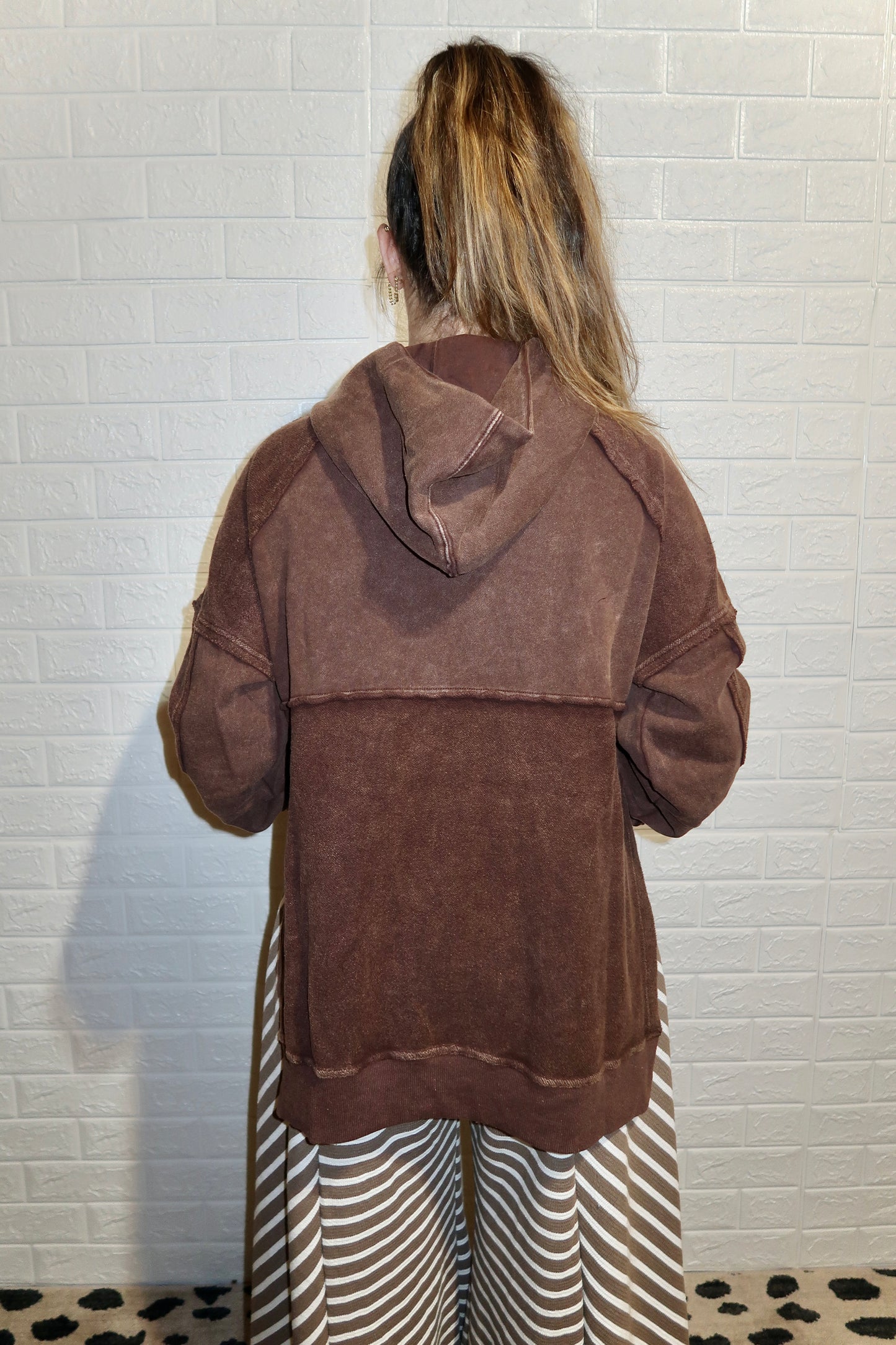 brown washed hoodie