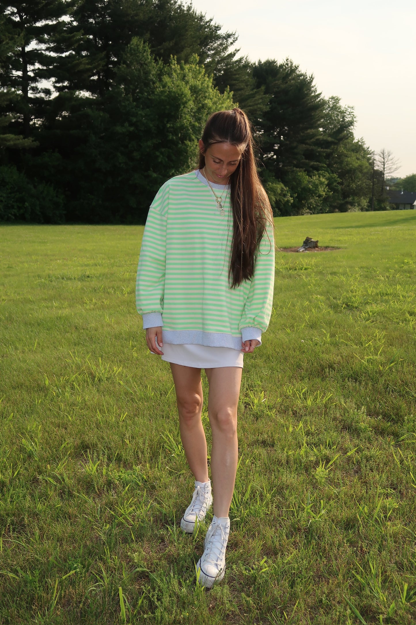 coastal stripes crewneck