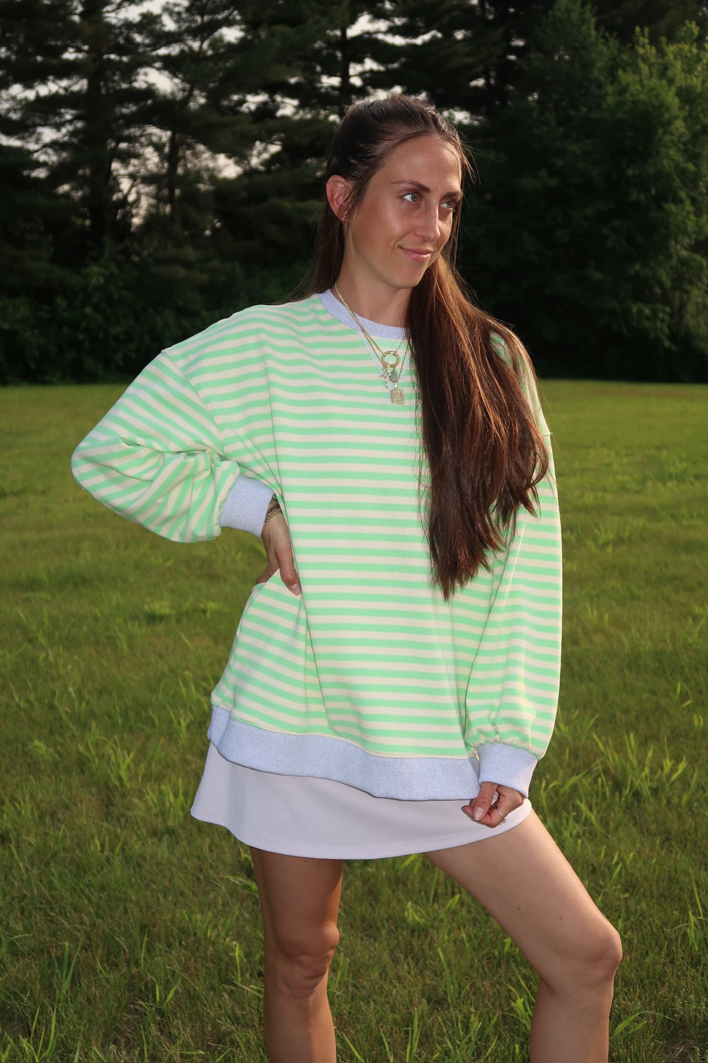 coastal stripes crewneck