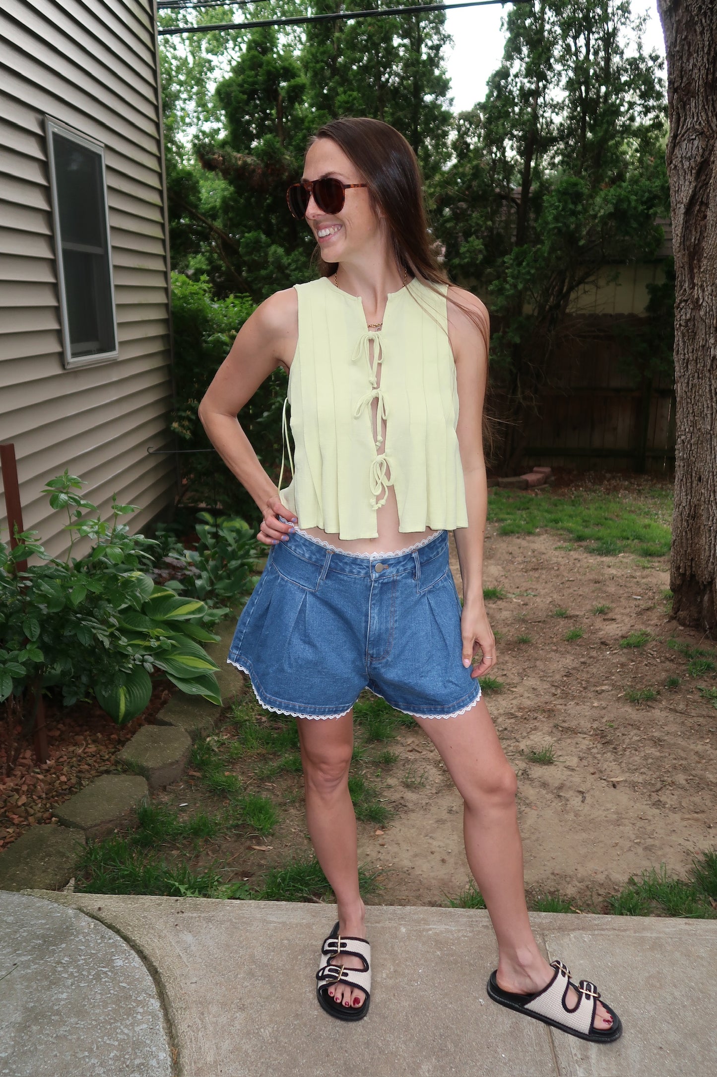 denim lace shorts