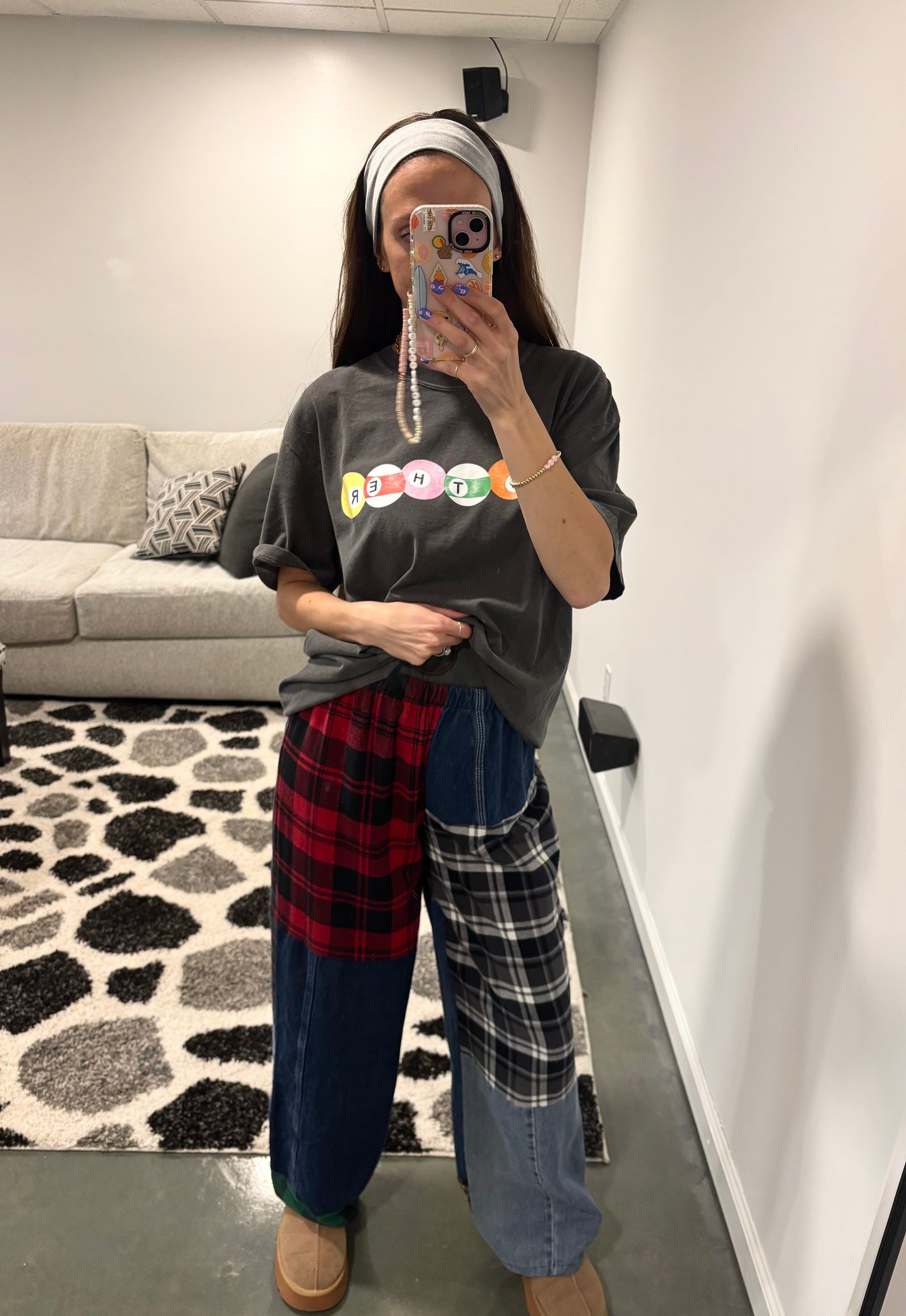 denim patchwork pants - S/M