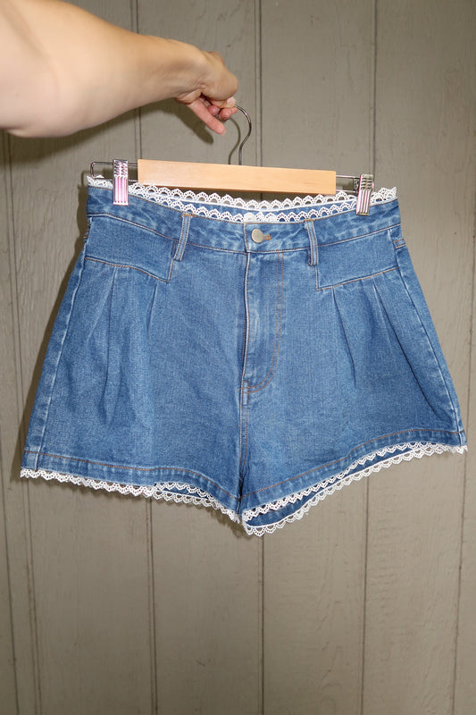 denim lace shorts