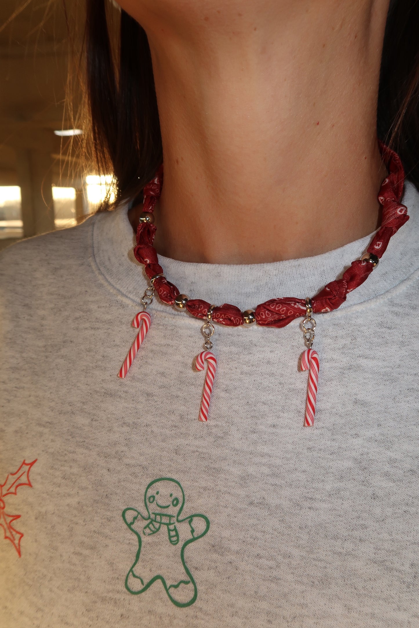 candy cane scarf necklace