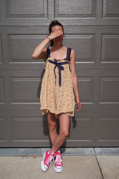 mustard floral romper